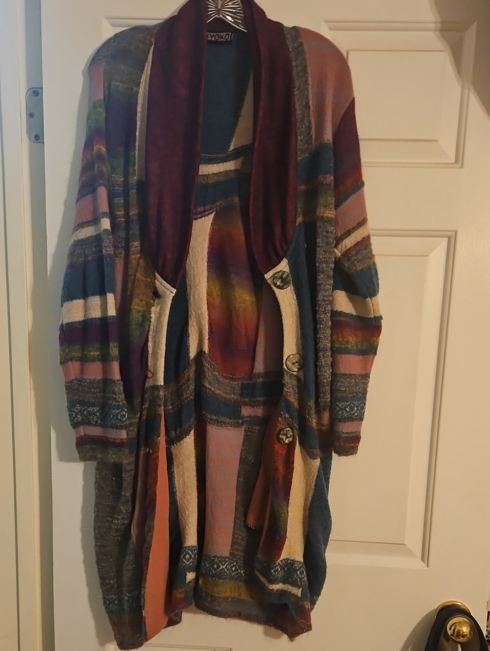 NWOT M.&Kyoko Multicolor Striped Shawl-Collar Cardigan Sweater